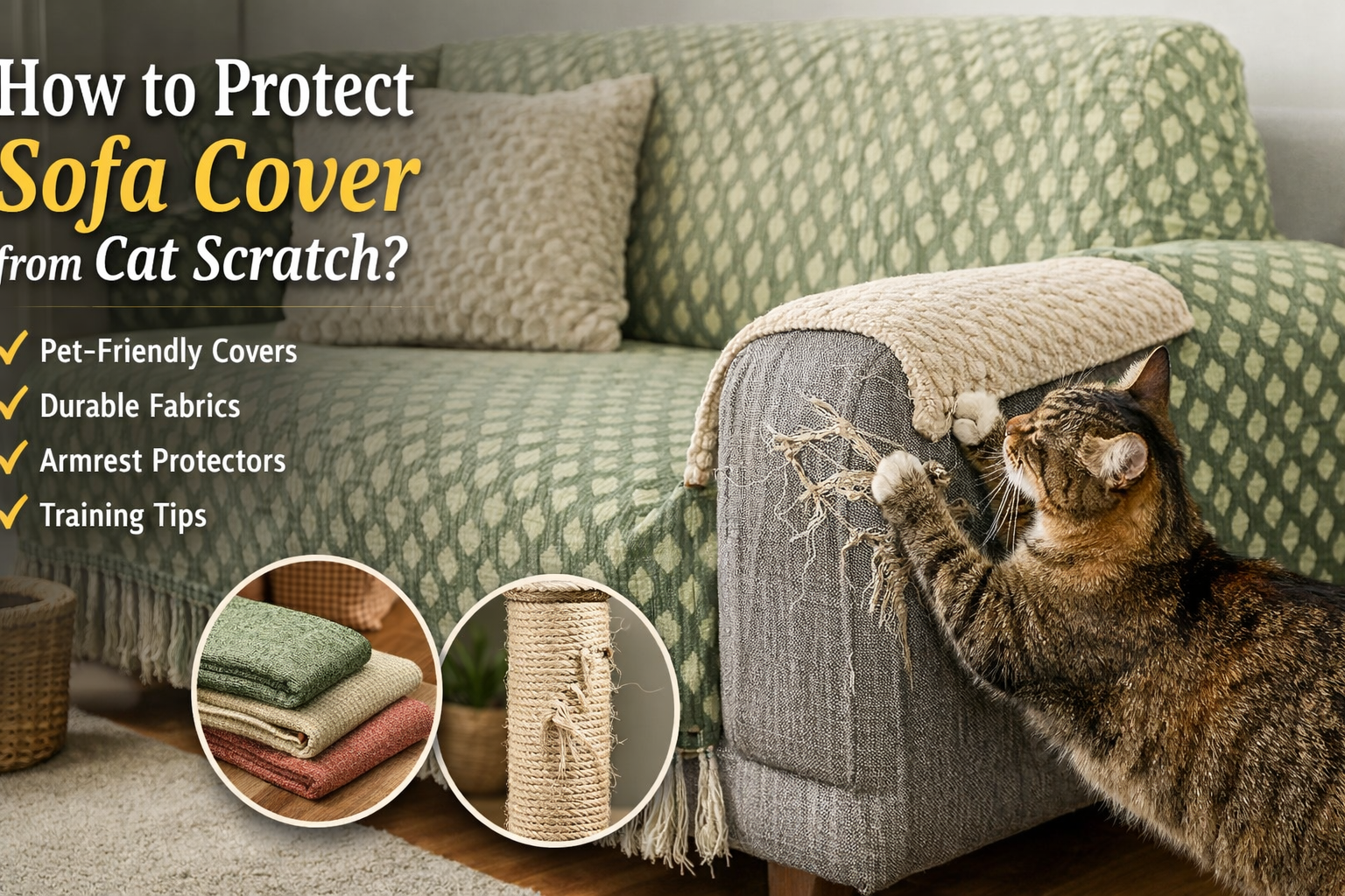 Protect Sofa Cover from Cat Scratch
