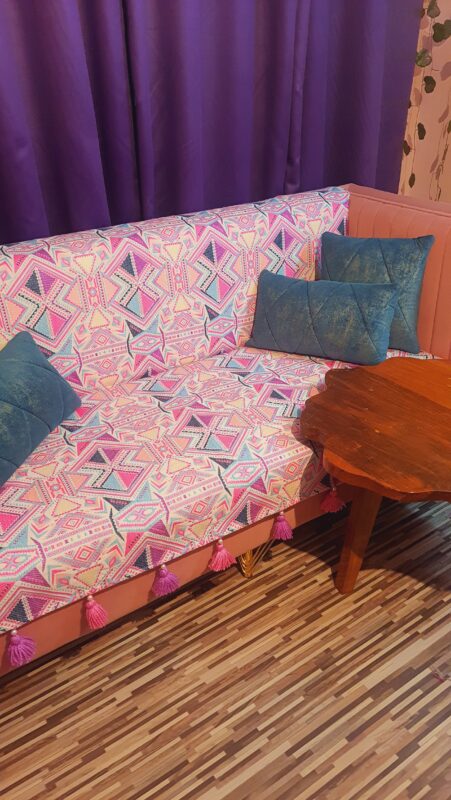 Lavender Thick Handloom Sofa Cover