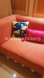 Coral Suede Sofa Cover