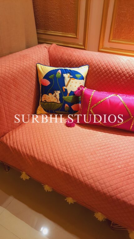 Coral Suede Sofa Cover