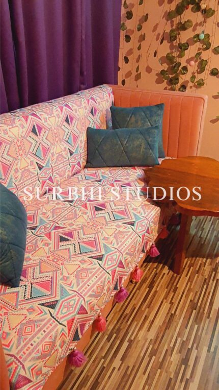 Lavender Thick Handloom Sofa Cover